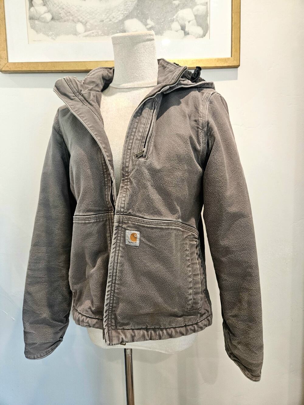 Carhartt Full Swing Caldwell Jacket Womens XS Gray Sherpa Hooded Coat 102248